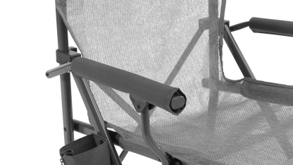 Portable camping chair with padded armrests and mesh back for outdoor adventures