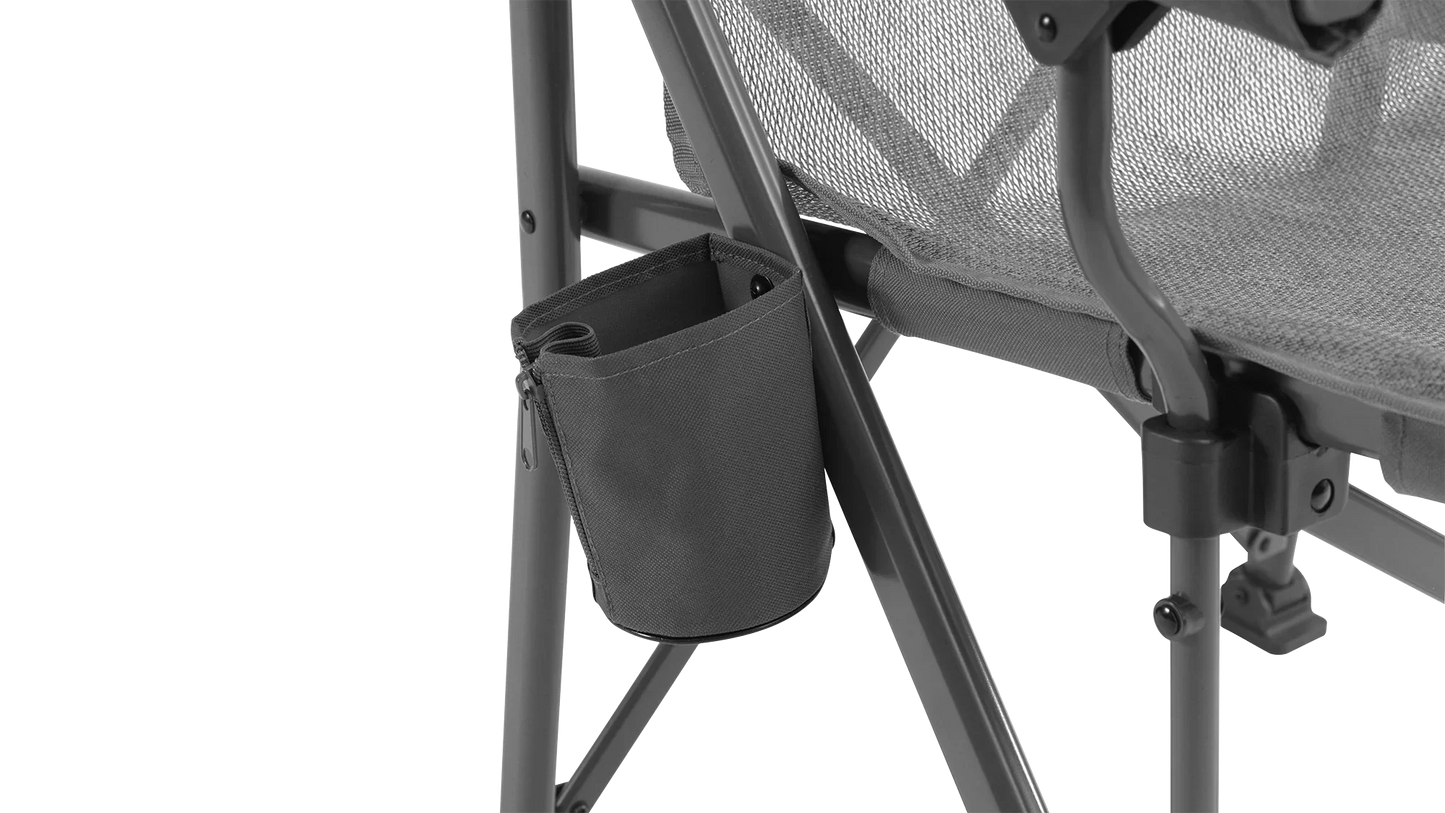 Portable camping chair with side storage pocket for outdoor adventures