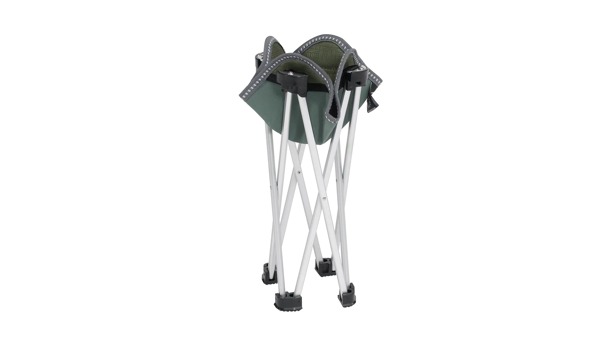 Portable camping stool with green fabric and aluminum legs for outdoor adventures