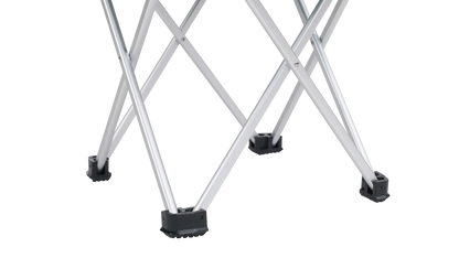 Sturdy aluminum legs with black rubber feet for camping table or chair, ideal for outdoor adventures.