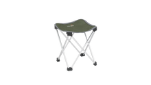 Compact folding camping stool with green fabric seat and aluminum legs for outdoor adventures