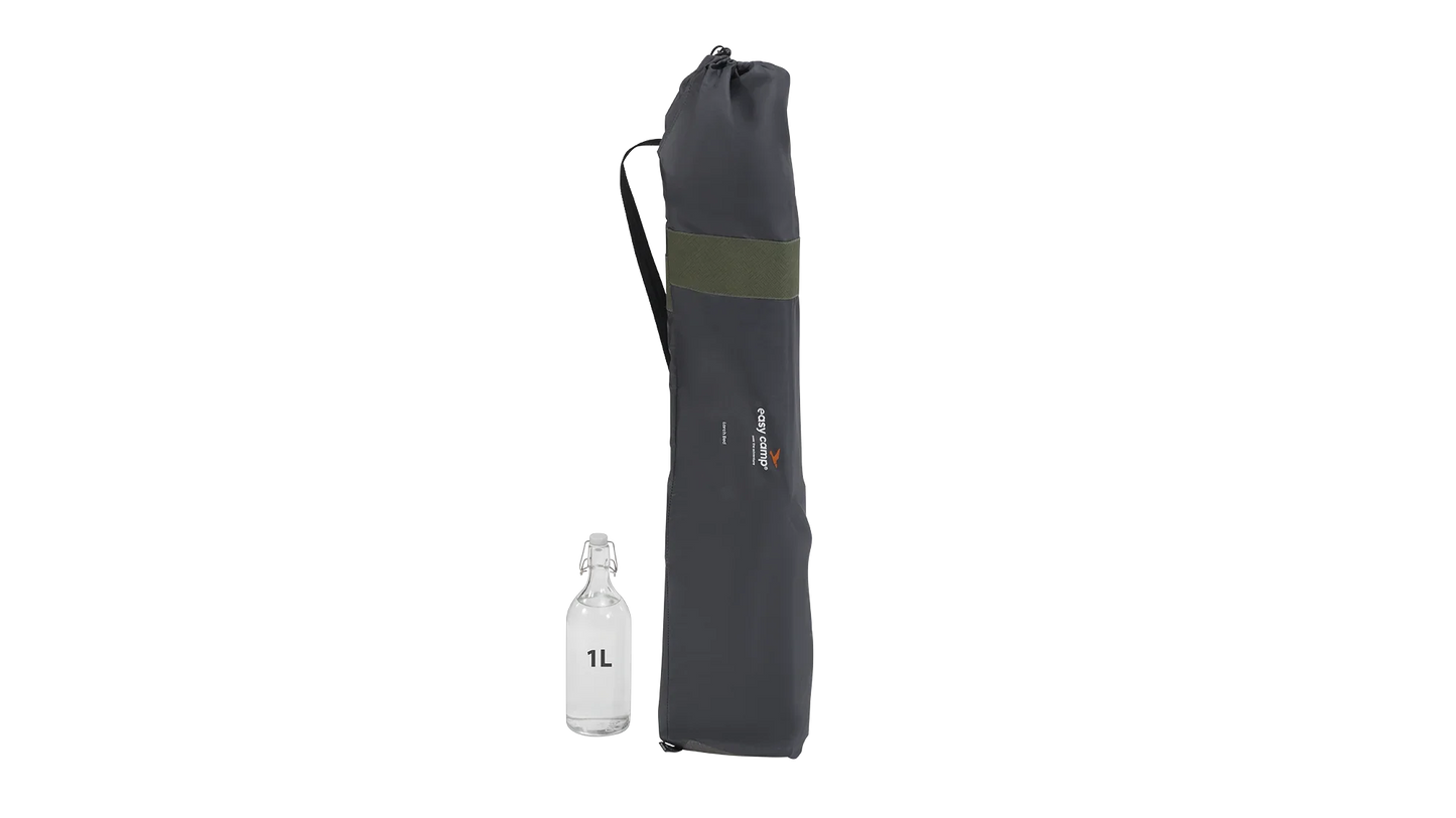 Compact camping gear storage bag with 1L water bottle for outdoor adventures