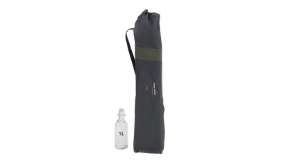 Compact camping gear storage bag with 1L water bottle for outdoor adventures