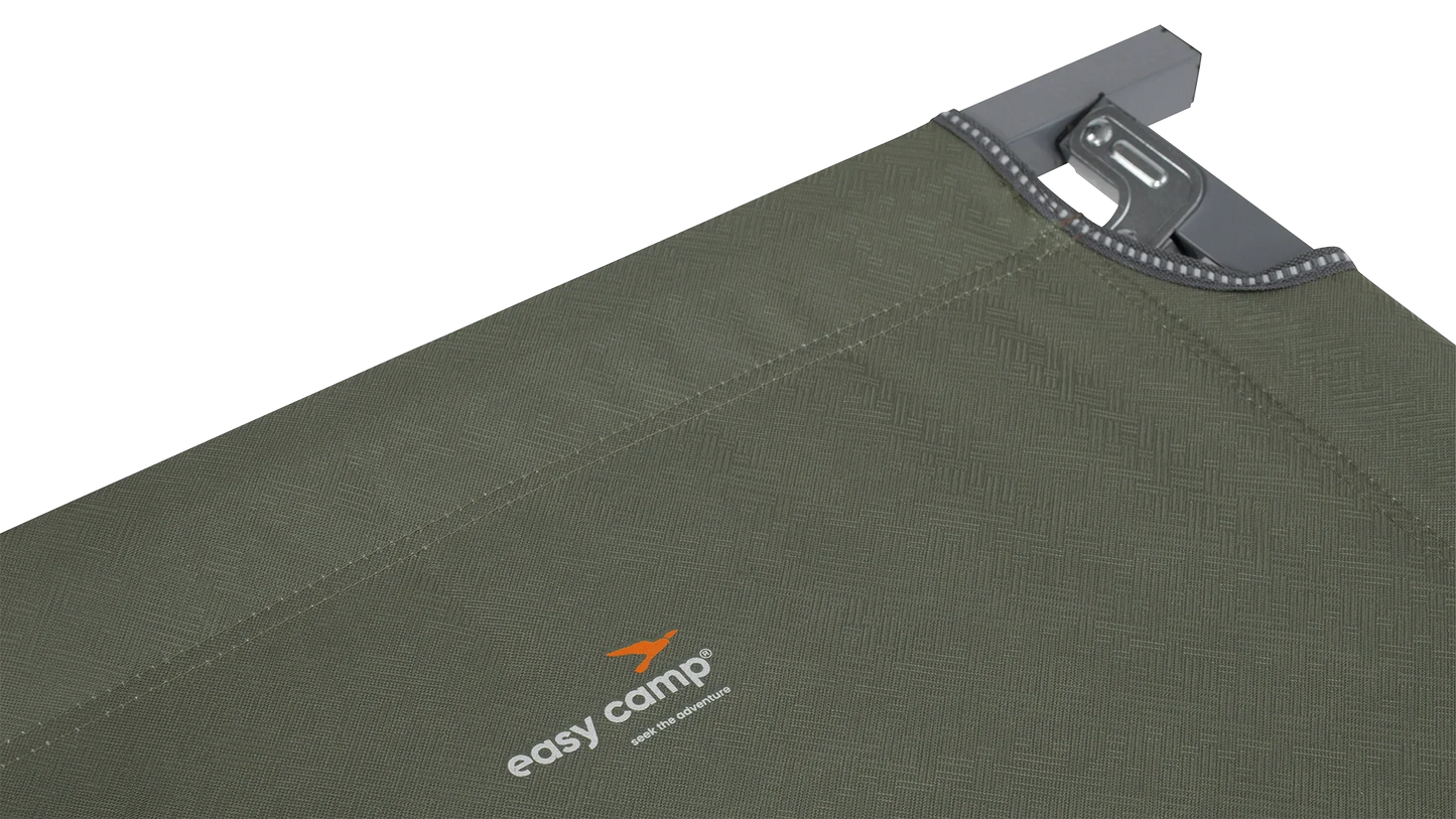 Easy Camp camping chair with olive fabric and metal frame detail
