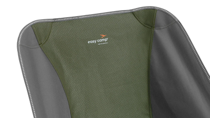 Easy Camp camping chair with olive green patterned back and gray mesh sides, ideal for outdoor adventures.