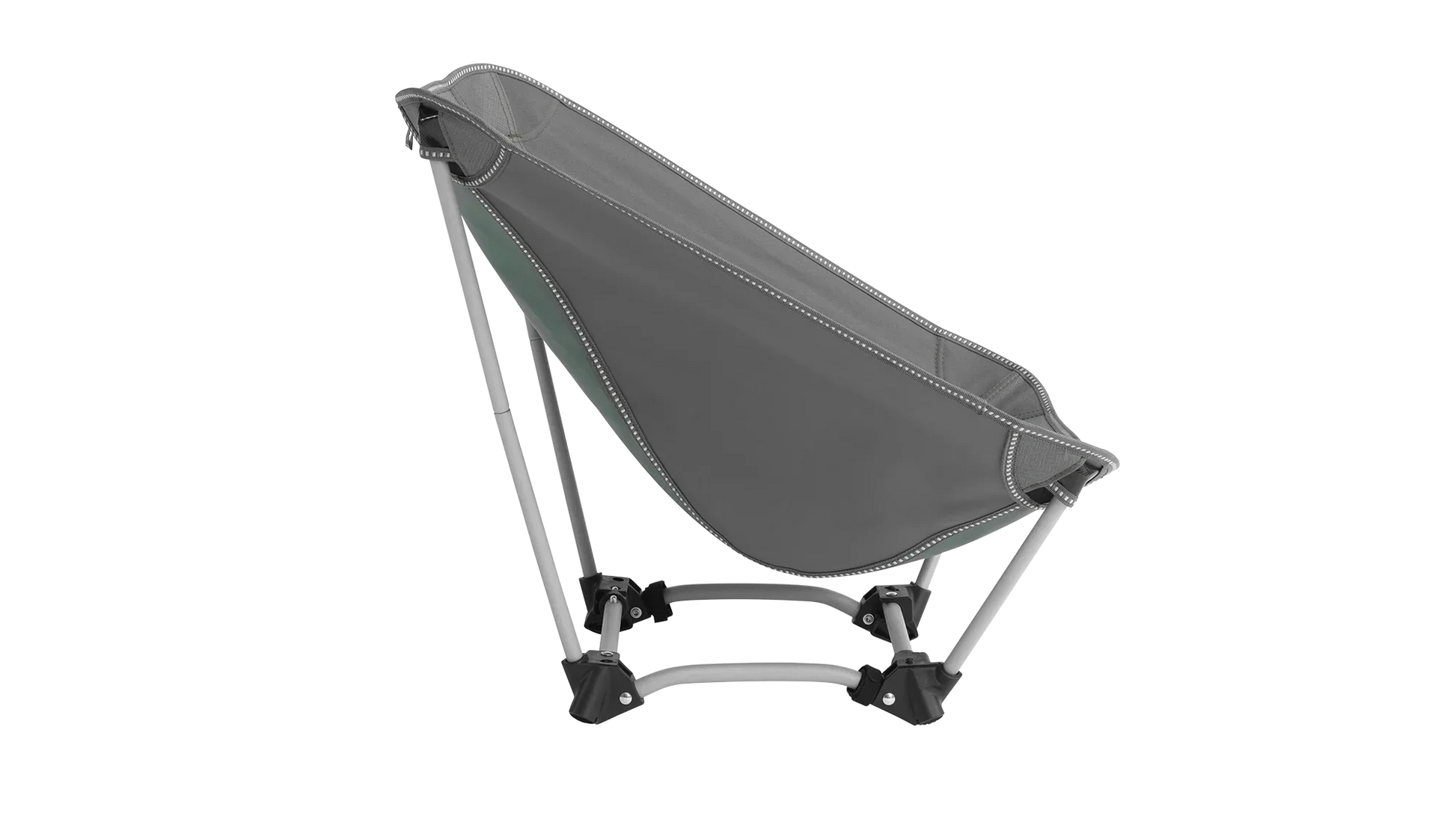 Portable camping chair with gray fabric and metal frame for outdoor adventures