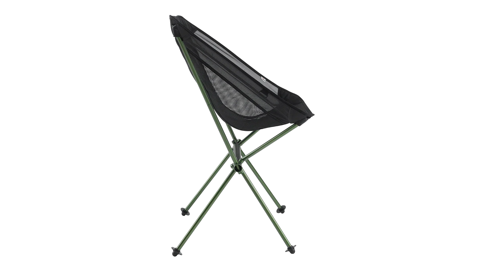 Portable camping chair with mesh seat and green frame for outdoor adventures