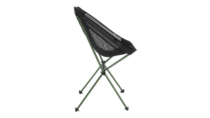 Portable camping chair with mesh seat and green frame for outdoor adventures
