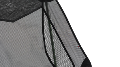 Black mesh camping tent panel with Rodens logo, ideal for outdoor adventures and ventilation