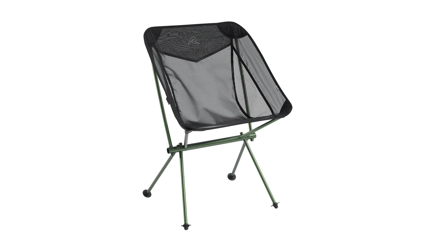 Portable camping chair with mesh back and green frame for outdoor adventures