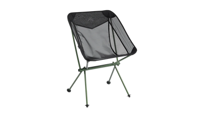 Portable camping chair with mesh back and green frame for outdoor adventures