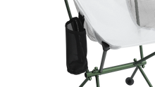 Portable camping chair with mesh side pocket and green frame
