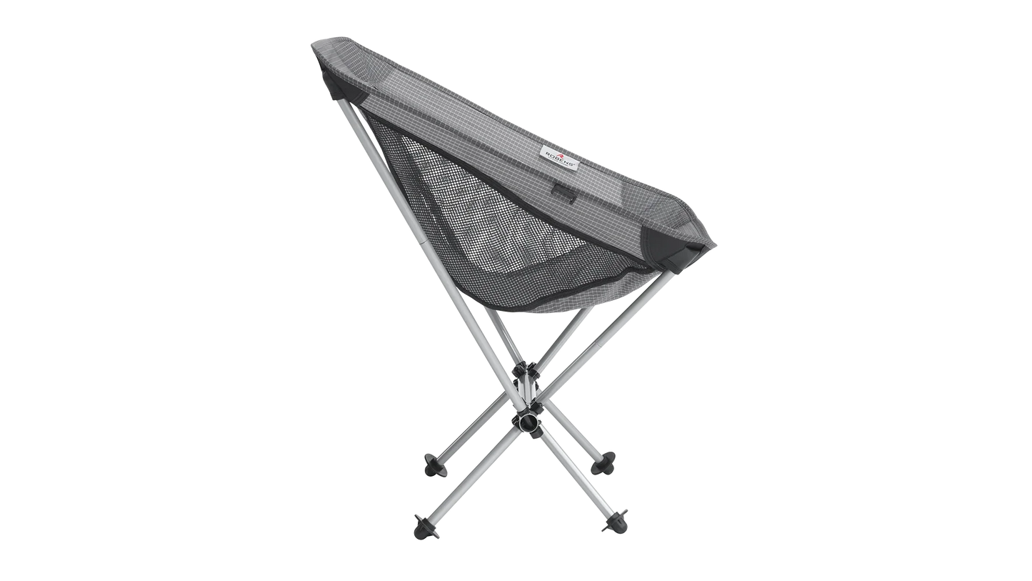 Portable camping chair with mesh back and metal frame for outdoor adventures