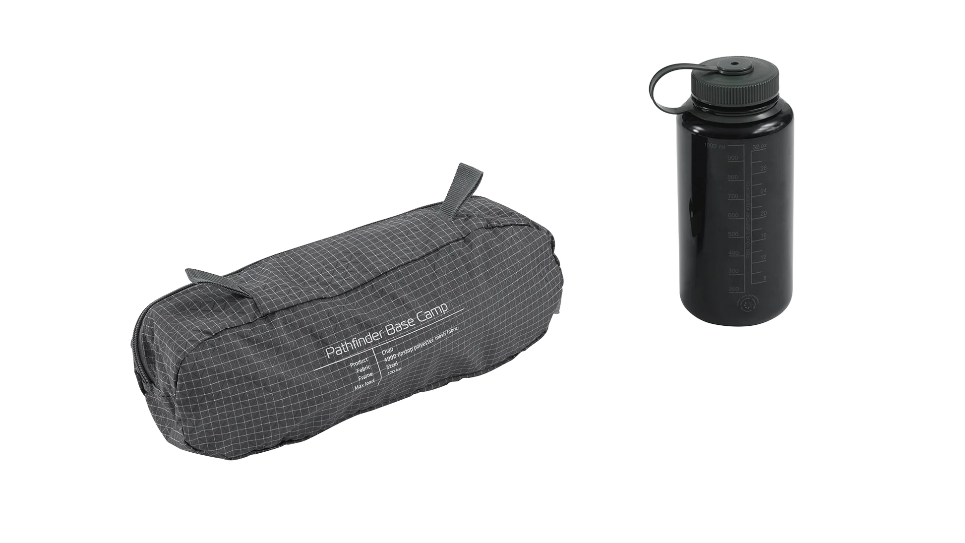 Pathfinder Base Camp chair bag and black water bottle for camping adventures