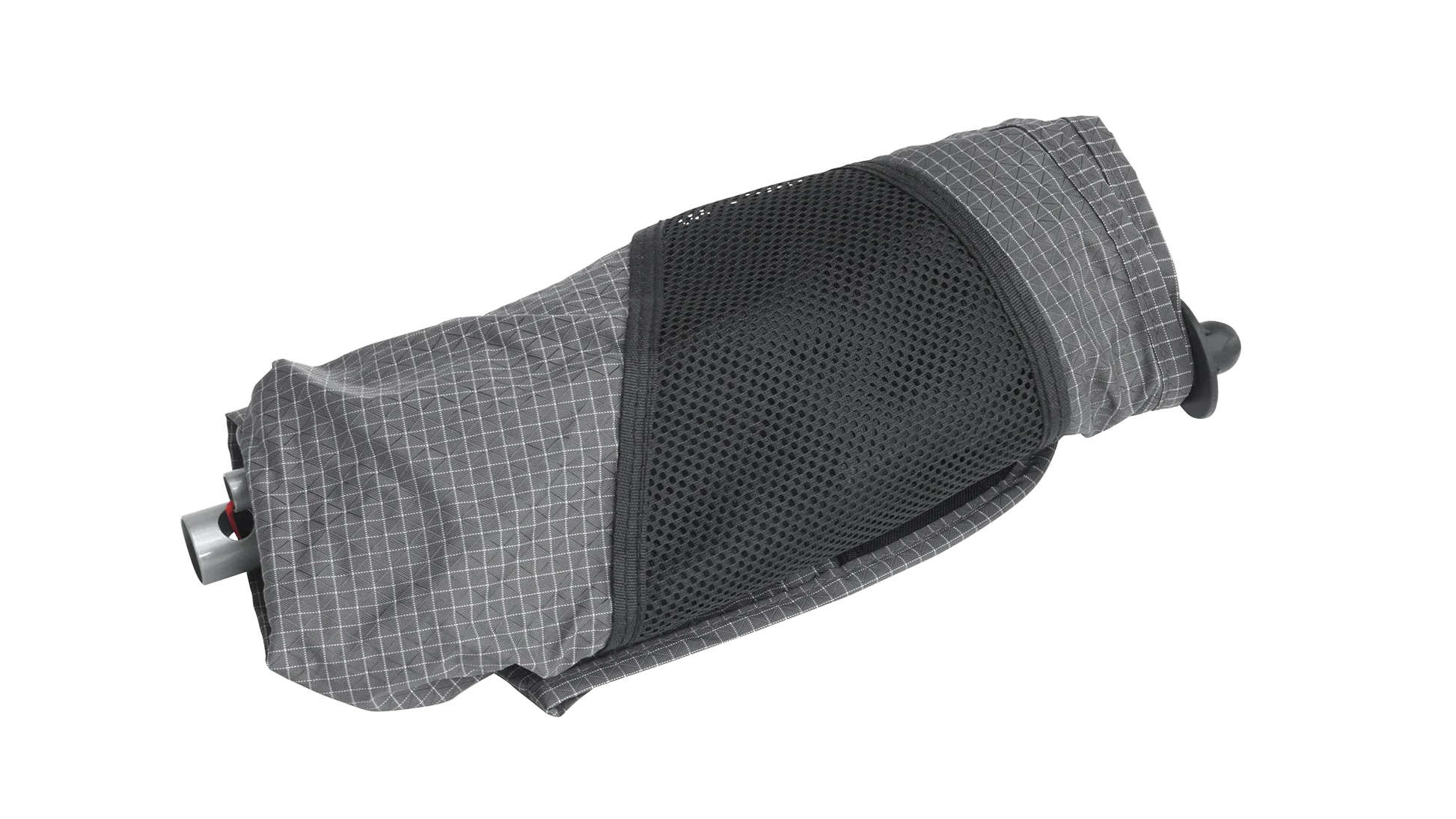 Compact camping gear storage bag with mesh panel and durable fabric