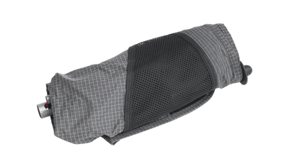 Compact camping gear storage bag with mesh panel and durable fabric