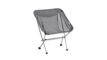 Gray mesh camping chair with metal frame for outdoor adventures