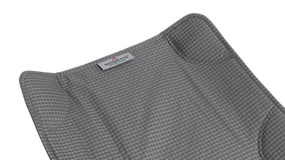 Robens outdoor camping chair with grey geometric pattern fabric and brand label