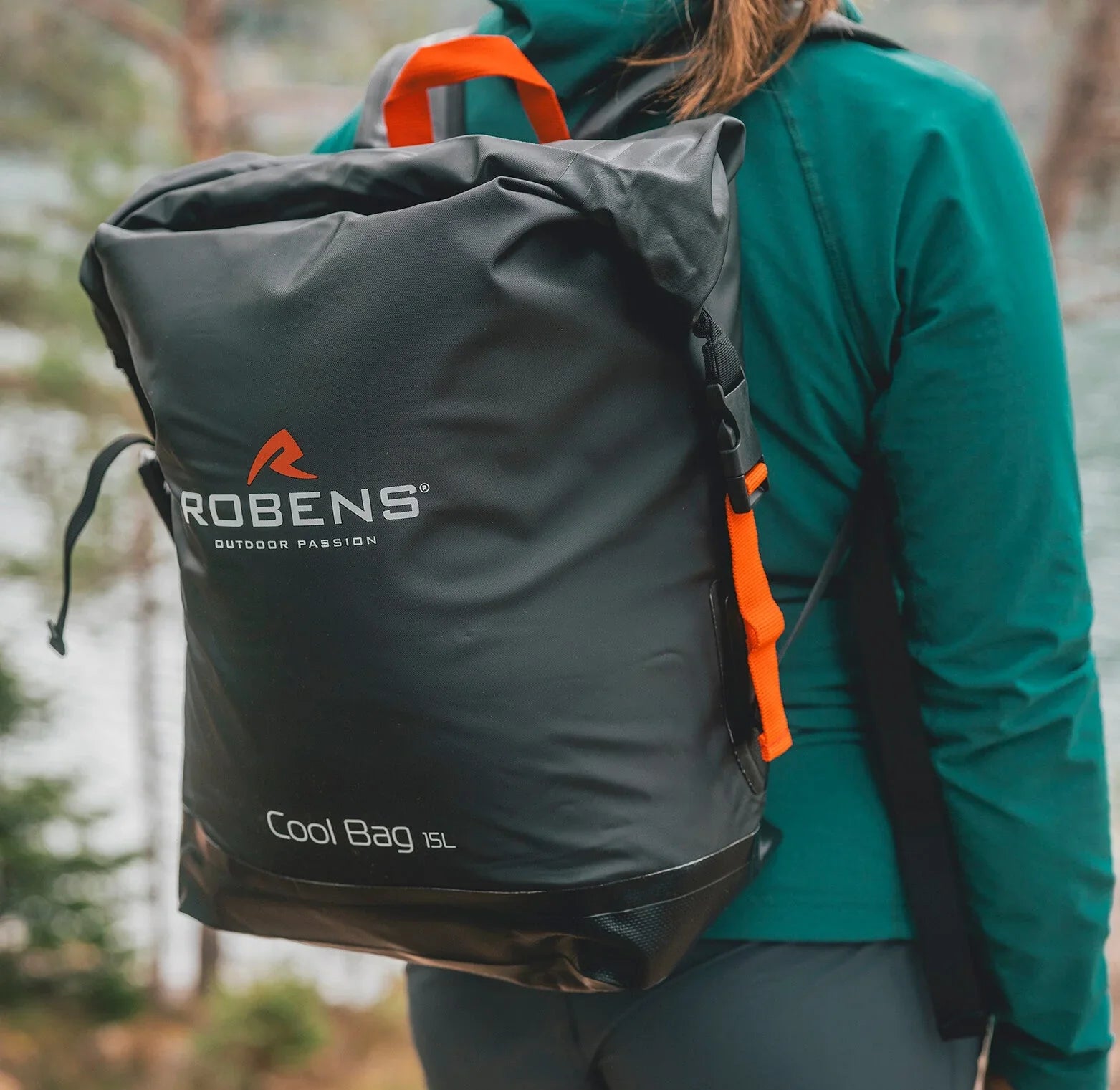 Robens Cool Bag 15L backpack for outdoor adventures, featuring orange straps and waterproof design.
