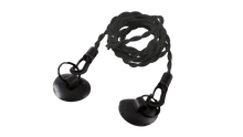 Black suction cup tie-down straps for camping and outdoor gear securement