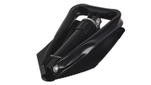 Black folding camping shovel for outdoor adventures and camping gear
