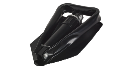 Black folding camping shovel for outdoor adventures and camping gear