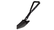 Compact black folding shovel for camping and outdoor adventures