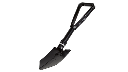 Compact black folding shovel for camping and outdoor adventures