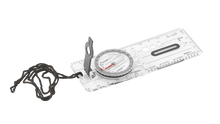 Clear baseplate compass with ruler for hiking and outdoor navigation, ideal for camping and adventure gear.