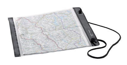 Waterproof map case for camping and outdoor adventures with easy-camp branding