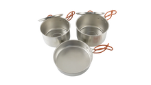 Portable camping cookware set with pots and pan for outdoor cooking adventures