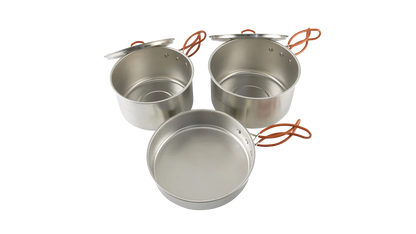 Portable camping cookware set with pots and pan for outdoor cooking adventures