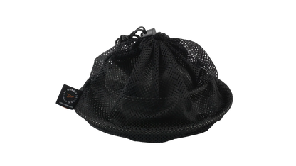 Black mesh drawstring bag for camping gear storage