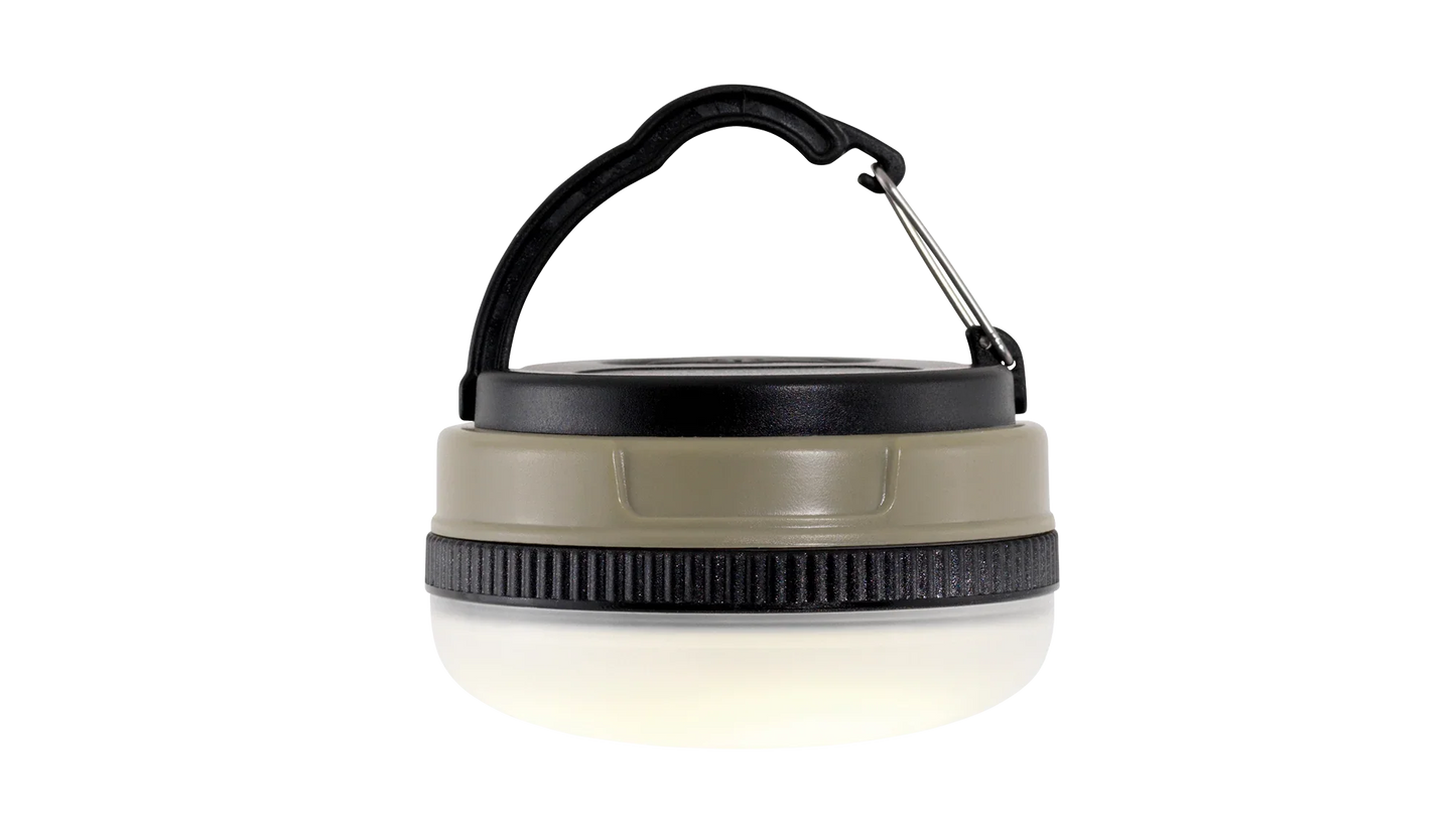 Portable camping lantern with handle and bright LED light for outdoor adventures