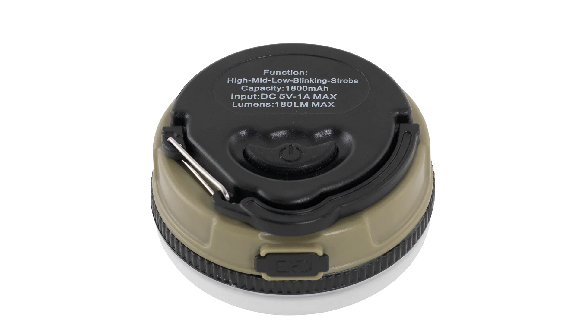Compact 1800mAh camping lantern with 180 lumens, ideal for outdoor adventures and caravanning.