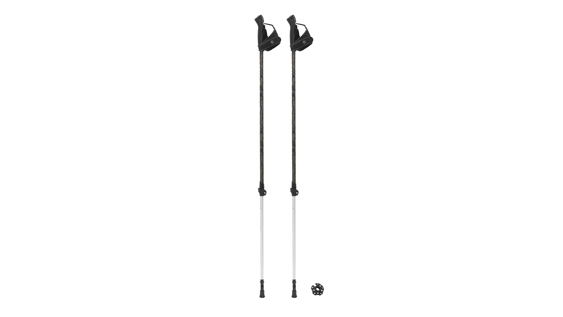 Adjustable hiking poles with ergonomic grips and trekking tips for outdoor adventures