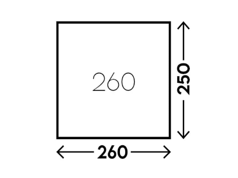 260x250 dimension diagram for outdoor gear sizing