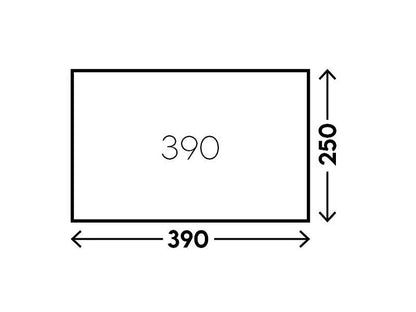 390x250 dimension diagram for outdoor gear sizing
