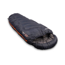 Vango Atlas 300DS sleeping bag for camping and outdoor adventures, black with orange zipper detail