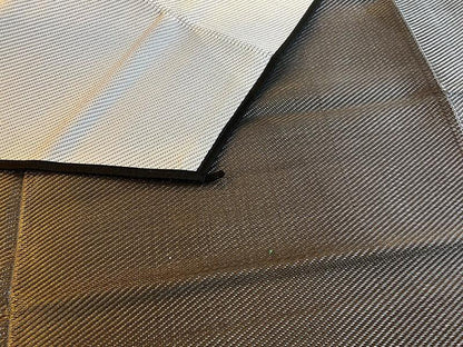 Close-up of durable camping tent fabric with reinforced stitching and textured weave