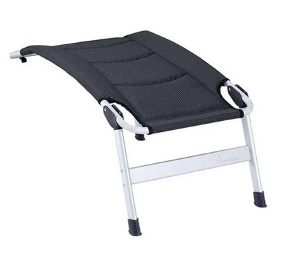Portable camping chair with black mesh seat and aluminum frame for outdoor adventures