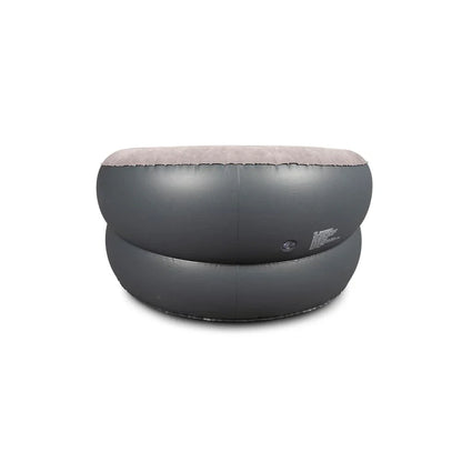Inflatable camping seat with gray base and beige cushion, ideal for outdoor adventures and caravanning