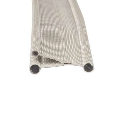White textured caravan awning rail with black end caps for outdoor camping gear