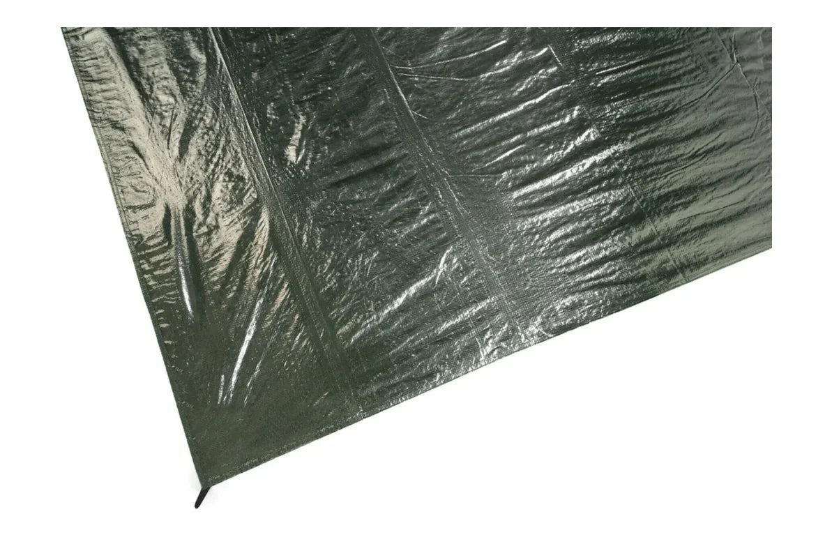 Green heavy-duty camping groundsheet for tents, caravan or motorhome awnings, waterproof outdoor protection