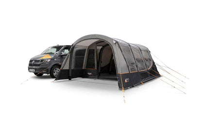 Camping tent attached to a van on a white background