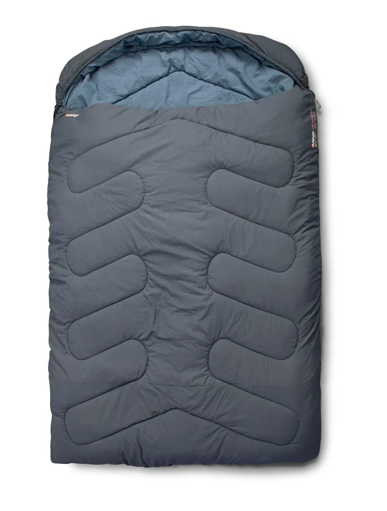 Gray camping sleeping bag with quilted design for outdoor adventures