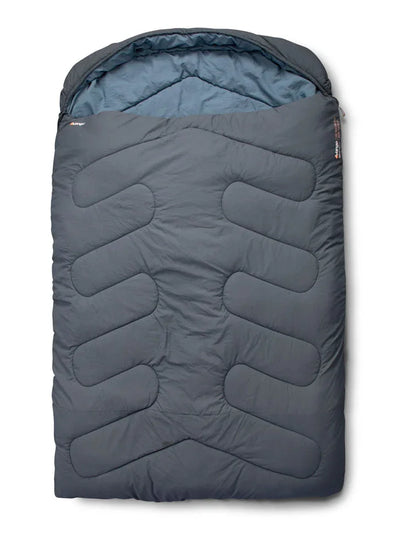 Gray camping sleeping bag with quilted design for outdoor adventures