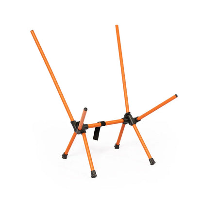 Orange portable camping table frame with black connectors for outdoor adventures
