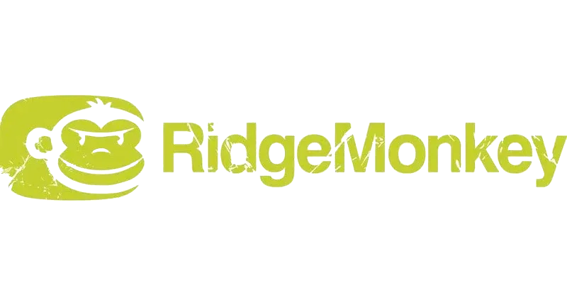 RidgeMonkey logo in lime green on a white background, featuring a stylized monkey face inside a rounded shape next to the brand name.