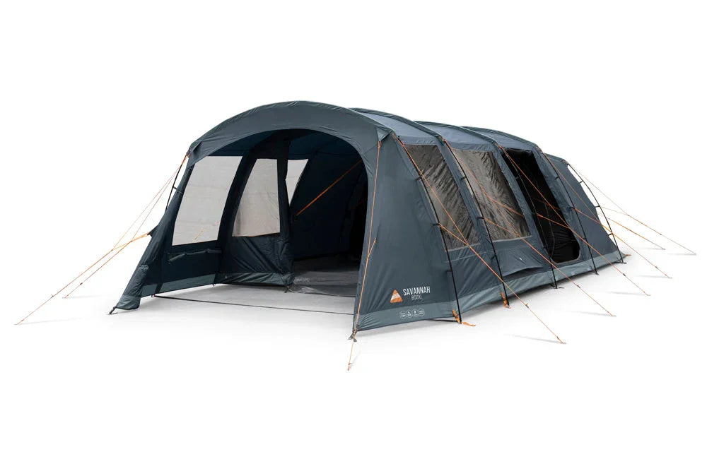 Camping tent with a brand logo on a white background